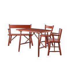 E1565 - Ensemble avec table, 2 chaises et banc